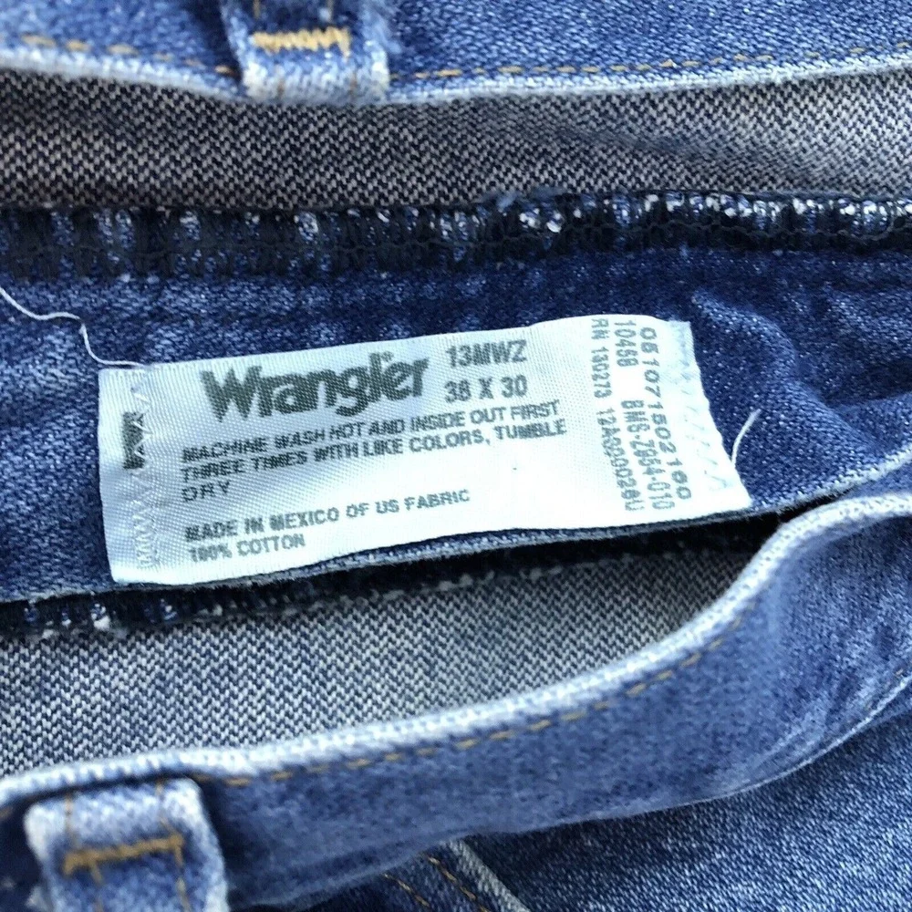 Wrangler 13MWZ Men's‎ Straight Leg Denim Blue Jeans Size 38x30 Cowboy Rodeo Cut